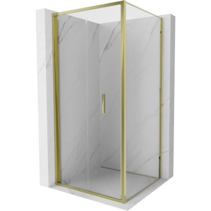 Mexen Exo, skladací sprchový kút 75 x 75 cm, číre sklo, zlatá, 816-075-075-50-00