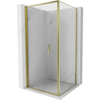 Mexen Exo, skladací sprchový kút 85 x 85 cm, číre sklo, zlatá, 816-085-085-50-00
