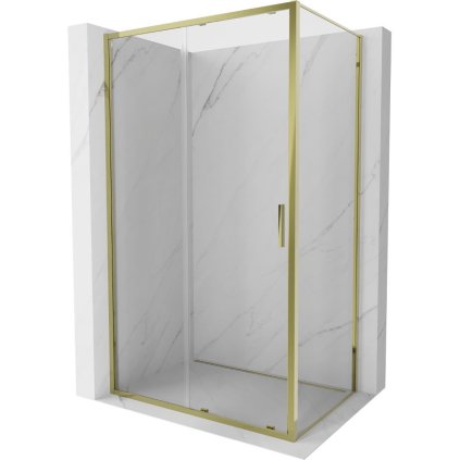 Mexen Exo, posuvný sprchový kút 155 x 85 cm, číre sklo, zlatá, 8151-155-085-50-00