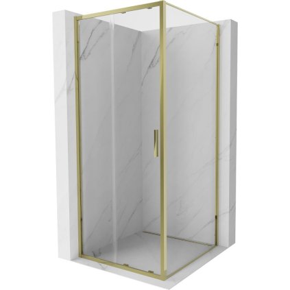 Mexen Exo, posuvný sprchový kút 100 x 100 cm, číre sklo, zlatá, 8151-100-100-50-00