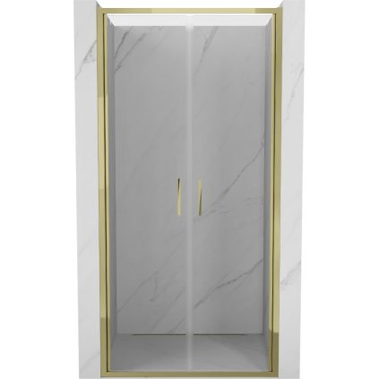 Mexen Exo, dvojité výklopné sprchové dvere 70 cm, číre sklo, zlatá, 814-070-000-50-00