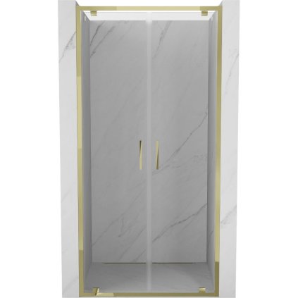 Mexen Exo, dvojité výklopné sprchové dvere 100 cm, číre sklo, zlatá, 8182-100-000-50-00