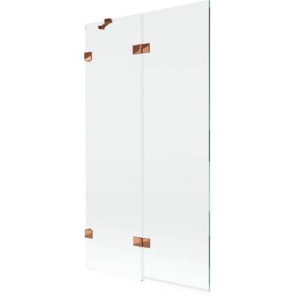 Mexen Lunar, 2-krídlová vaňová zástena ľavá 100 x 150 cm, číre sklo, ružové zlato, 897-100-100-60-00-L