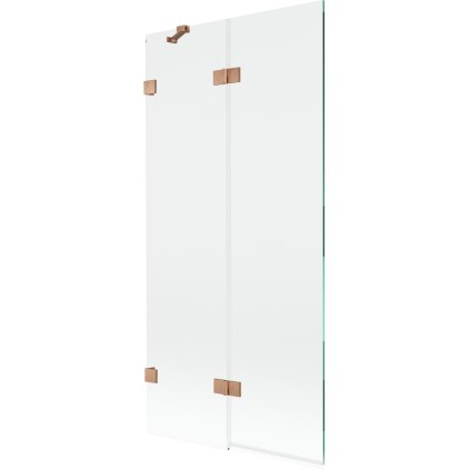 Mexen Lunar, 2-krídlová vaňová zástena ľavá 90 x 150 cm, číre sklo, medená matná, 897-090-100-65-00-L