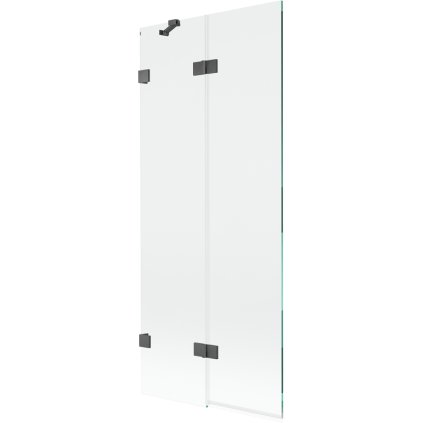 Mexen Lunar, 2-krídlová vaňová zástena ľavá 80 x 150 cm, číre sklo, grafitová, 897-080-100-66-00-L