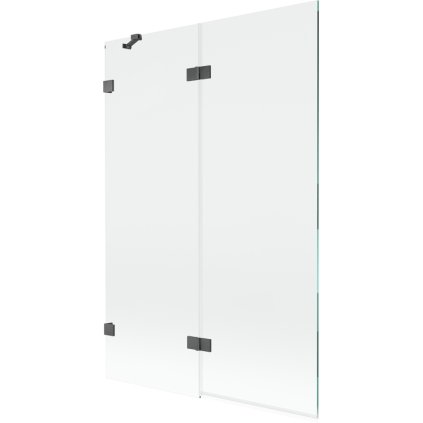Mexen Lunar, 2-krídlová vaňová zástena ľavá 120 x 150 cm, číre sklo, grafitová, 897-120-100-66-00-L