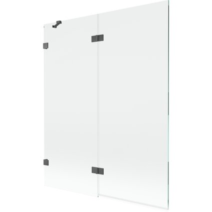 Mexen Lunar, 2-krídlová vaňová zástena ľavá 140 x 150 cm, číre sklo, grafitová, 897-140-100-66-00-L