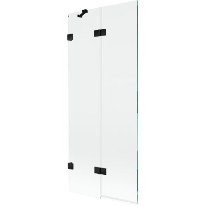 Mexen Lunar, 2-krídlová vaňová zástena ľavá 80 x 150 cm, číre sklo, čierna matná, 897-080-100-70-00-L