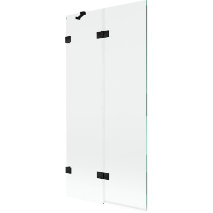 Mexen Lunar, 2-krídlová vaňová zástena ľavá 90 x 150 cm, číre sklo, čierna matná, 897-090-100-70-00-L