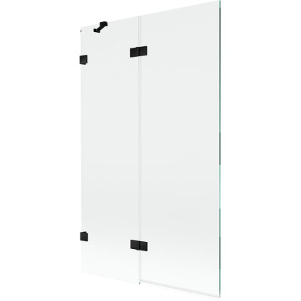 Mexen Lunar, 2-krídlová vaňová zástena ľavá 110 x 150 cm, číre sklo, čierna matná, 897-110-100-70-00-L