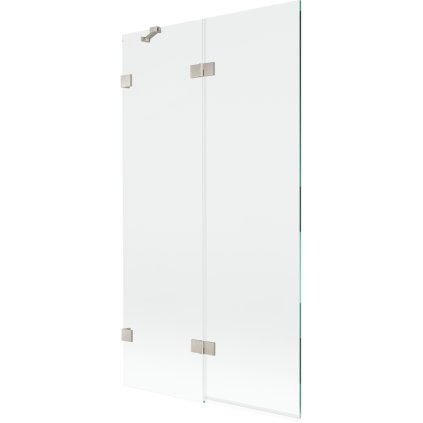 Mexen Lunar, 2-krídlová vaňová zástena ľavá 100 x 150 cm, číre sklo, brúsená oceľ, 897-100-100-97-00-L