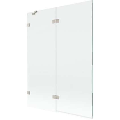 Mexen Lunar, 2-krídlová vaňová zástena ľavá 130 x 150 cm, číre sklo, brúsená oceľ, 897-130-100-97-00-L