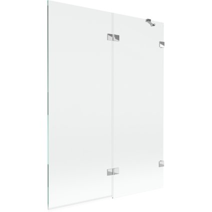 Mexen Lunar, 2-krídlová vaňová zástena pravá 130 x 150 cm, číre sklo, chrómová, 897-130-100-01-00-P