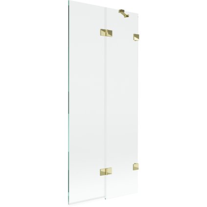 Mexen Lunar, 2-krídlová vaňová zástena pravá 80 x 150 cm, číre sklo, zlatá lesklá, 897-080-100-50-00-P