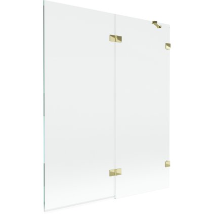 Mexen Lunar, 2-krídlová vaňová zástena pravá 140 x 150 cm, číre sklo, zlatá lesklá, 897-140-100-50-00-P