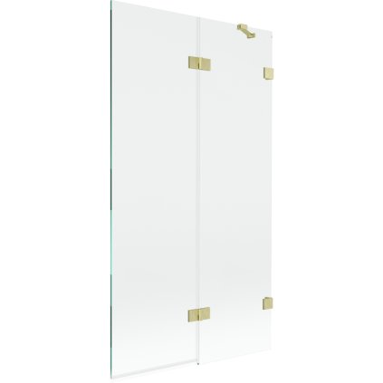 Mexen Lunar, 2-krídlová vaňová zástena pravá 100 x 150 cm, číre sklo, zlatá matná, 897-100-100-55-00-P
