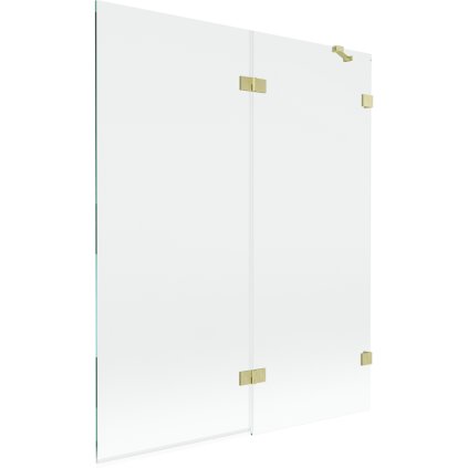 Mexen Lunar, 2-krídlová vaňová zástena pravá 140 x 150 cm, číre sklo, zlatá matná, 897-140-100-55-00-P