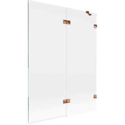 Mexen Lunar, 2-krídlová vaňová zástena pravá 130 x 150 cm, číre sklo, ružové zlato, 897-130-100-60-00-P