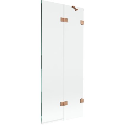 Mexen Lunar, 2-krídlová vaňová zástena pravá 80 x 150 cm, číre sklo, medená matná, 897-080-100-65-00-P