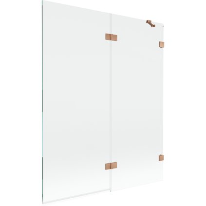 Mexen Lunar, 2-krídlová vaňová zástena pravá 140 x 150 cm, číre sklo, medená matná, 897-140-100-65-00-P