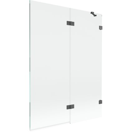 Mexen Lunar, 2-krídlová vaňová zástena pravá 130 x 150 cm, číre sklo, grafitová, 897-130-100-66-00-P