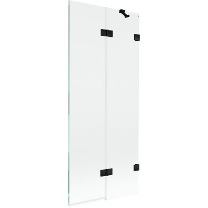 Mexen Lunar, 2-krídlová vaňová zástena pravá 80 x 150 cm, číre sklo, čierna matná, 897-080-100-70-00-P