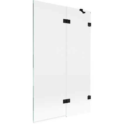 Mexen Lunar, 2-krídlová vaňová zástena pravá 110 x 150 cm, číre sklo, čierna matná, 897-110-100-70-00-P
