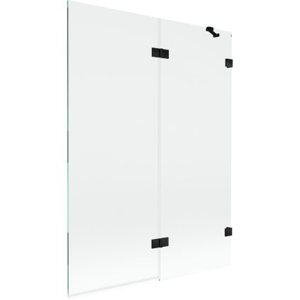 Mexen Lunar, 2-krídlová vaňová zástena pravá 130 x 150 cm, číre sklo, čierna matná, 897-130-100-70-00-P