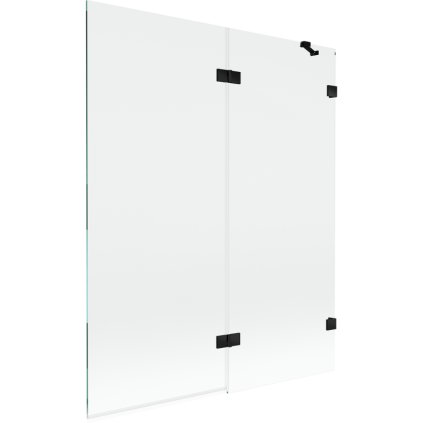 Mexen Lunar, 2-krídlová vaňová zástena pravá 140 x 150 cm, číre sklo, čierna matná, 897-140-100-70-00-P