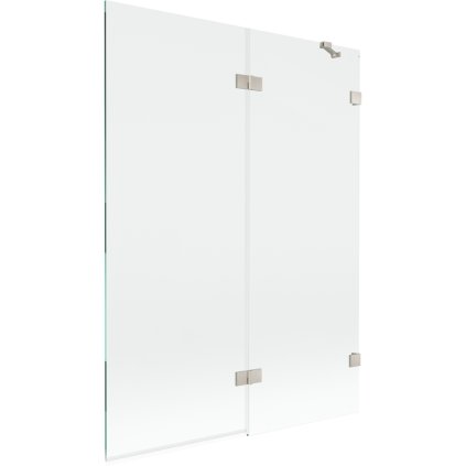 Mexen Lunar, 2-krídlová vaňová zástena pravá 130 x 150 cm, číre sklo, brúsená oceľ, 897-130-100-97-00-P