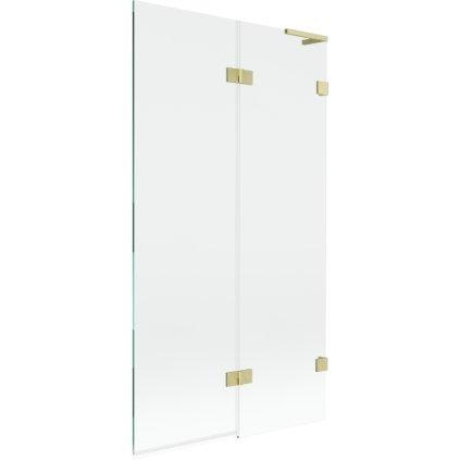 Mexen Lunar L, 2-krídlová vaňová zástena pravá 100 x 150 cm, číre sklo, zlatá matná, 897L-100-100-55-00-P