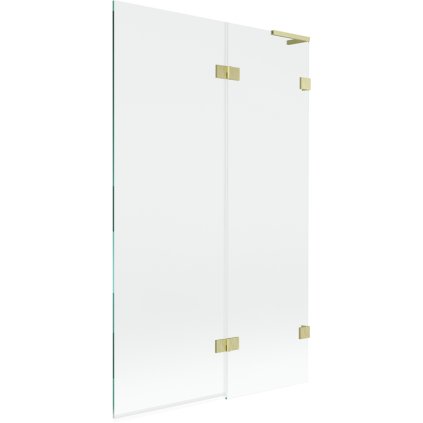 Mexen Lunar L, 2-krídlová vaňová zástena pravá 110 x 150 cm, číre sklo, zlatá matná, 897L-110-100-55-00-P