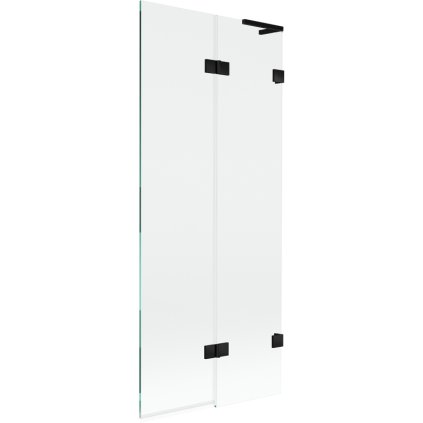 Mexen Lunar L, 2-krídlová vaňová zástena pravá 80 x 150 cm, číre sklo, čierna matná, 897L-080-100-70-00-P