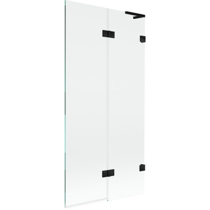Mexen Lunar L, 2-krídlová vaňová zástena pravá 90 x 150 cm, číre sklo, čierna matná, 897L-090-100-70-00-P