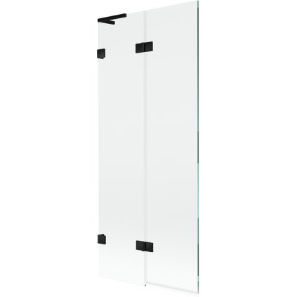 Mexen Lunar L, 2-krídlová vaňová zástena ľavá 80 x 150 cm, číre sklo, čierna matná, 897L-080-100-70-00-L