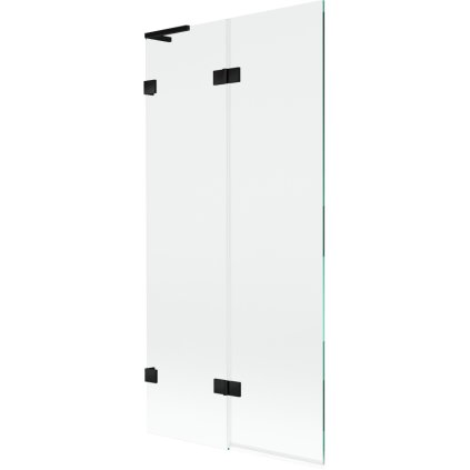 Mexen Lunar L, 2-krídlová vaňová zástena ľavá 90 x 150 cm, číre sklo, čierna matná, 897L-090-100-70-00-L