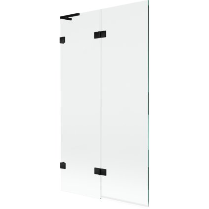 Mexen Lunar L, 2-krídlová vaňová zástena ľavá 100 x 150 cm, číre sklo, čierna matná, 897L-100-100-70-00-L