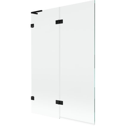 Mexen Lunar L, 2-krídlová vaňová zástena ľavá 120 x 150 cm, číre sklo, čierna matná, 897L-120-100-70-00-L