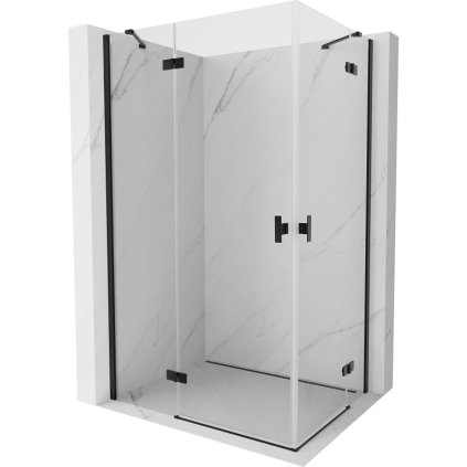 Mexen Mist-H Duo, 2-krídlový výklopný sprchový kút 90 x 70 cm, číre sklo, čierny profil, 8A5-090L-070P-70-00