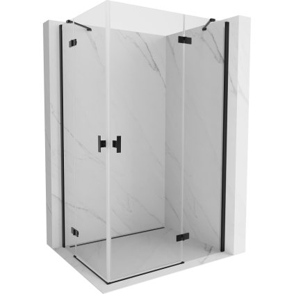 Mexen Mist-H Duo, 2-krídlový výklopný sprchový kút 90 x 100 cm, číre sklo, čierny profil, 8A5-090L-100P-70-00