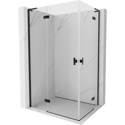 Mexen Mist-H L Duo, 2-krídlový sprchový kút 100 x 75 cm, číre sklo, čierny profil, 8A5L-100L-075P-70-00