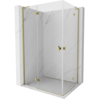 Mexen Mist-H L Duo, 2-krídlový sprchový kút 105 x 70 cm, číre sklo, zlatý lesklý profil, 8A5L-105L-070P-50-00
