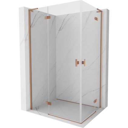 Mexen Mist-H L Duo, 2-krídlový sprchový kút 80 x 70 cm, číre sklo, medený matný profil, 8A5L-080L-070P-65-00