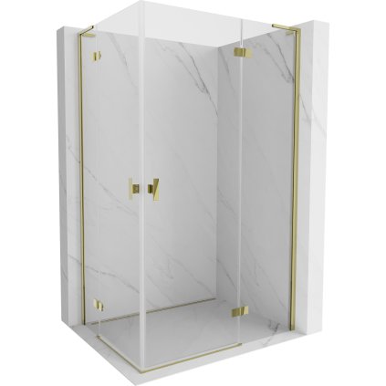 Mexen Mist-H L Duo, 2-krídlový sprchový kút 80 x 100 cm, číre sklo, zlatý lesklý profil, 8A5L-080L-100P-50-00