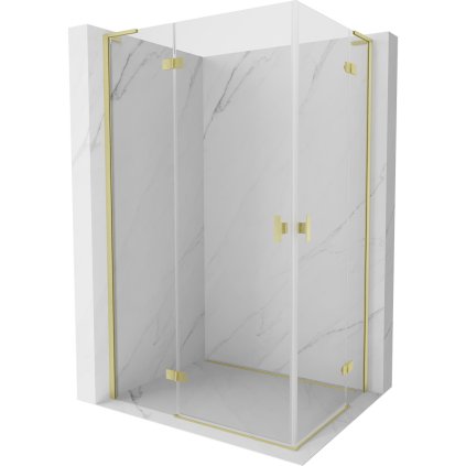 Mexen Mist-H L Duo, 2-krídlový sprchový kút 120 x 75 cm, číre sklo, zlatý matný profil, 8A5L-120L-075P-55-00