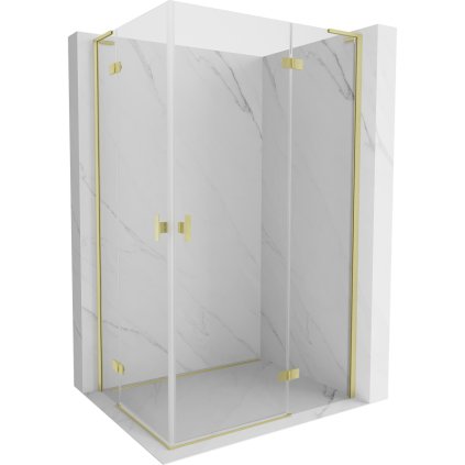 Mexen Mist-H L Duo, 2-krídlový sprchový kút 70 x 80 cm, číre sklo, zlatý matný profil, 8A5L-070L-080P-55-00