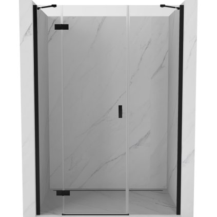 Mexen Mist-H, 1-krídlové sprchové dvere ľavé 130 cm, číre sklo, čierny profil, 8A5-130-001-70-00-L