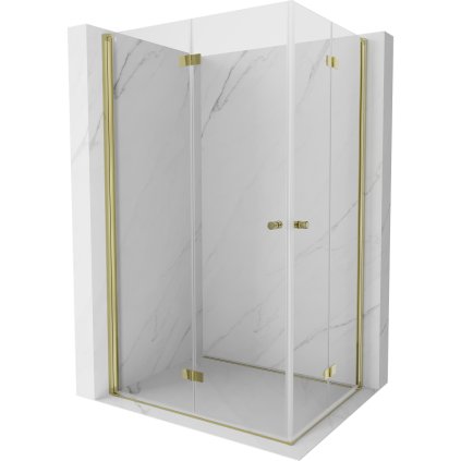 Mexen Mist-F Duo, skladací sprchový kút 100 x 70 cm, číre sklo, zlatý lesklý profil, 8A6-100L-070P-50-00