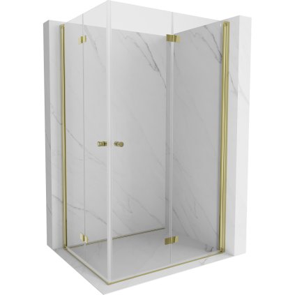 Mexen Mist-F Duo, skladací sprchový kút 70 x 75 cm, číre sklo, zlatý lesklý profil, 8A6-070L-075P-50-00