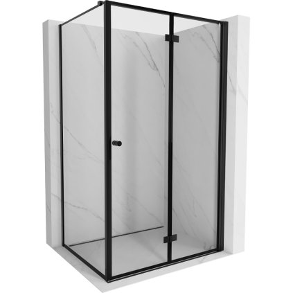 Mexen Mist-F T, 1-krídlový skladací sprchový kút pravý 85 x 90 cm, číre sklo-čierny rám, 8A6T-085-090-70-70-P